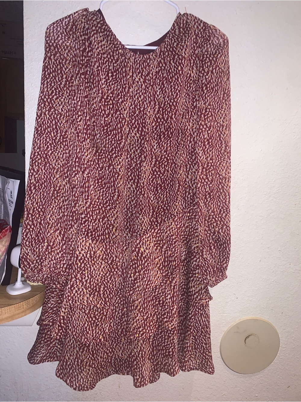 Express Red and Cream Patterned Midi Dress